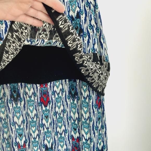 BILA Boho Ikat Print Creped Fabric Overlay Bodice Sleeveless Maxi Dress XL - Picture 6 of 13
